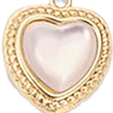 Small Mother of Pearl Heart Gold Border HF004