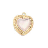 Small Mother of Pearl Heart Gold Border HF004
