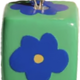 Green Flower Cube Bag Charm BC026