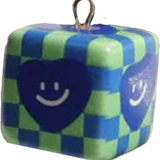 Green & Blue Checkered Smiley Cube BC028